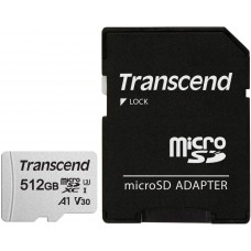 Transcend 512GB MicroSD 300S Class 10 UHS-I U3+SD adapter